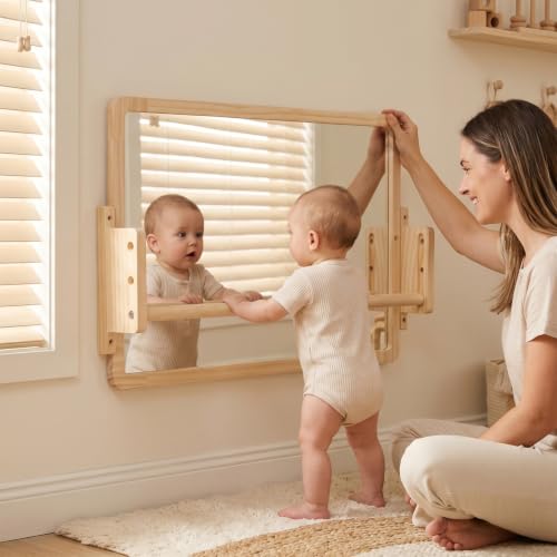 3-in-1 Montessori Mirror with Adjustable Pull-Up Bar for Toddlers