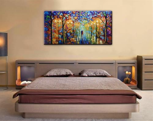 Large Abstract Landscape Oil Painting, Hand-Painted Textured Tree Canvas Art