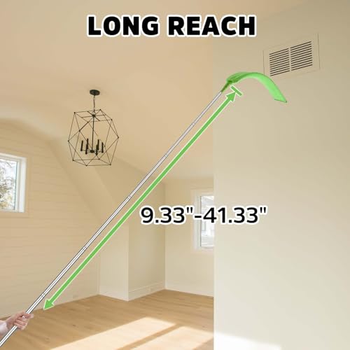 Retractable Under Appliance Gap Duster - Extending Pole & 2 Microfiber Pads