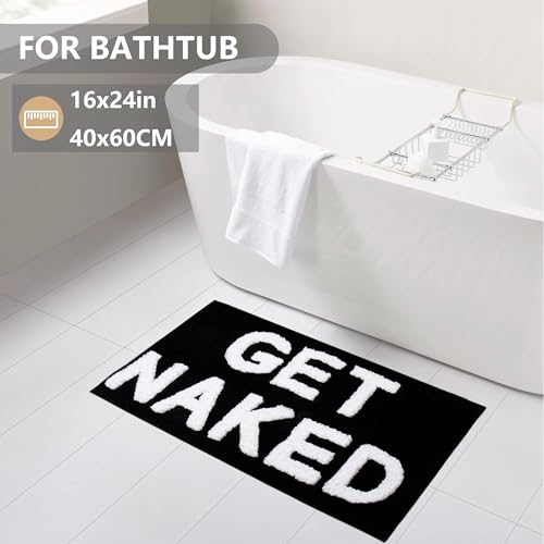 Get Naked Bath Mat Black Cute Bathroom Rug 16 x 24 Non Slip Absorbent