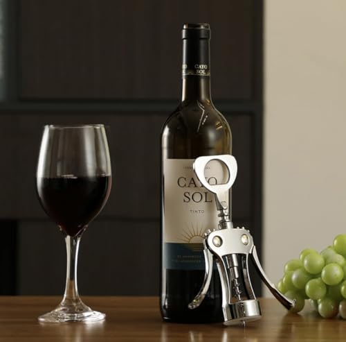 Heavy Duty Wing Corkscrew Wine Opener - Silver, Ergonomic & Durable, Pack of 2