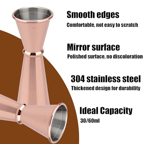 TJ Rose Barware Jigger for Bartending 1oz/2oz - Premium Stainless Steel