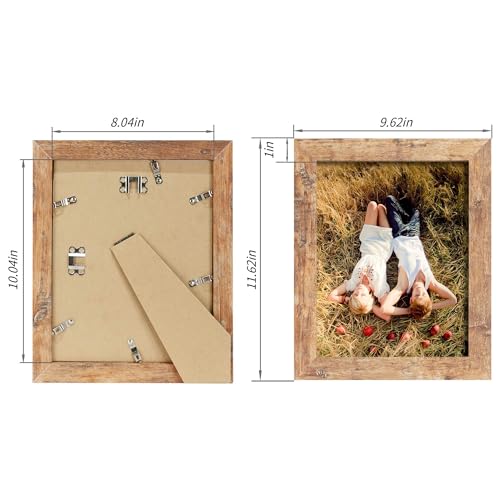 8x10 Rustic Brown Picture Frame Set of 4 - Real Glass Photo Frames