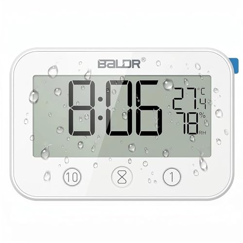Waterproof Digital Shower Clock with Timer, Temperature and Humidity Display