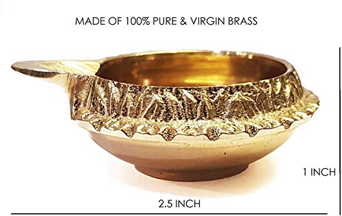 Pure Brass Kuber Diya Oil Lamps (Set of 10) for Pooja & Diwali Decor