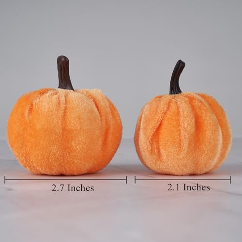 12pcs Artificial Velvet Pumpkins - Fall Thanksgiving Decor