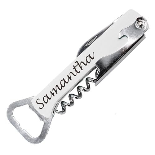 Personalized White Corkscrew Multi Tool - Engraved Wine & Beer Opener