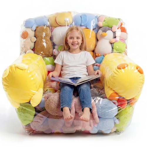Clear Stuffed Animal Storage Bean Bag Chair - 37-Inch Waterproof PVC