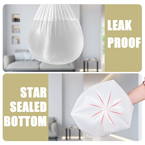 4 Gallon Small Trash Bags - 100 Count White Leakproof Garbage Can Liners