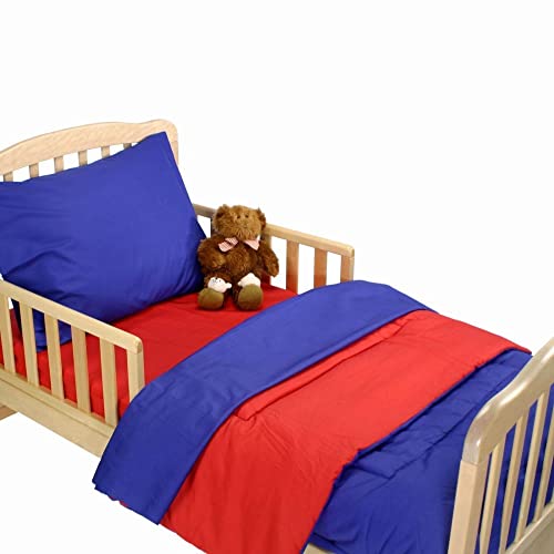 American Baby Company 100% Cotton Percale 4 Piece Toddler Bedding Set, Royal Blue, for Boys & Girls