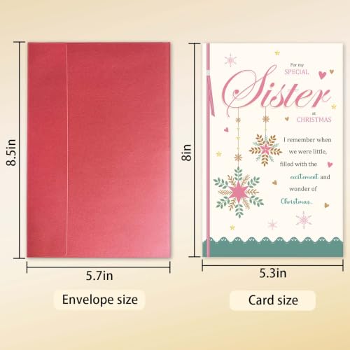 Sister Merry Christmas Card - Sister Edition with Red Envelope (8x5.3in) by hvdler