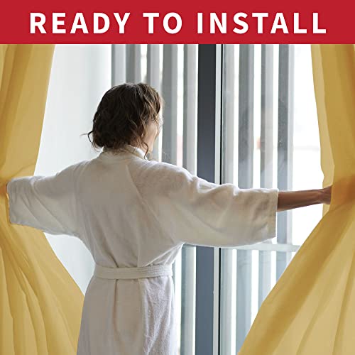 Gold Sheer Curtains Set - 84 Inch Light Filtering Drapes, 2 Panels