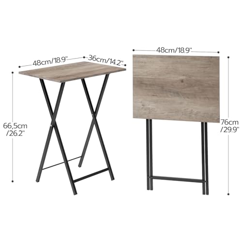 Set of 4 Folding TV Tray Tables with Storage Rack - Industrial Snack Tables