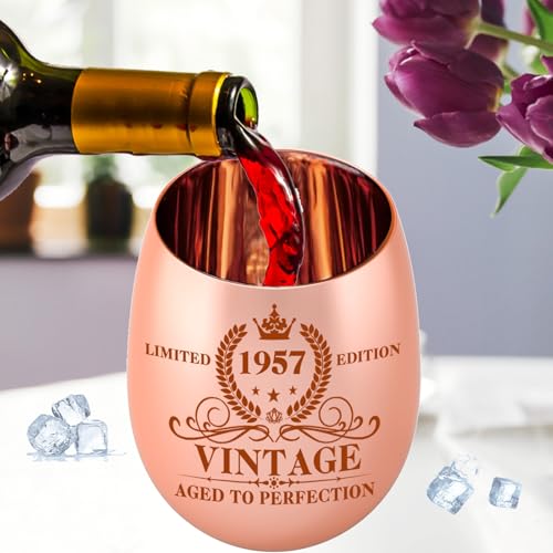 18oz 69th Birthday Wine Glass - Rose Gold Plated Gift for Women