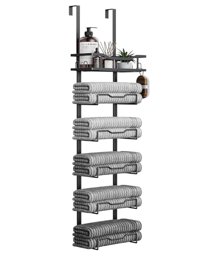 6-Tier Over-the-Door Towel Rack - No Drill Bathroom Storage Organizer