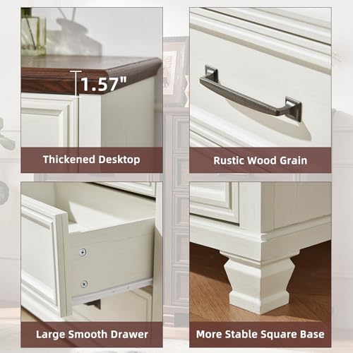 7-Drawer Farmhouse Dresser and Nightstand Set with Charging Station