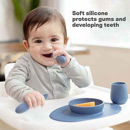 Silicone Baby Feeding Spoon Set for Self-Feeding and Weaning (2 Pack, Sage)