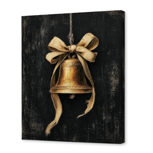 JMENGSSFL Vintage Christmas Bell Rustic Canvas Wall Art 11x14 | YH-Christmas-16