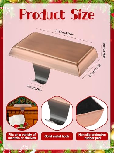 8 Pack Heavy Duty Christmas Stocking Holders for Mantel, Red Bronze Hooks