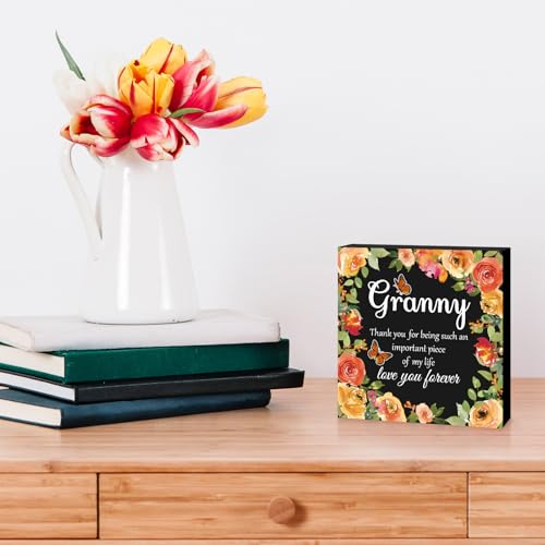 Xiahuyu Engraved Wooden Sign for Grandma - Granny Birthday & Holiday Gift, 5x5 inch (Variation 003)