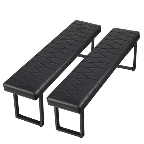 58-Inch Padded Faux Leather Bench Set of 2 - Modern Cushioned Dining Bench