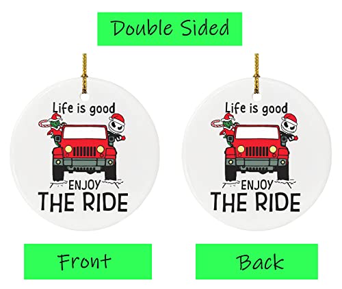 Life is Good Red Truck Sign Hanging Ornament 11 - Jack Skellington & Grinch Ceramic Christmas Ornament