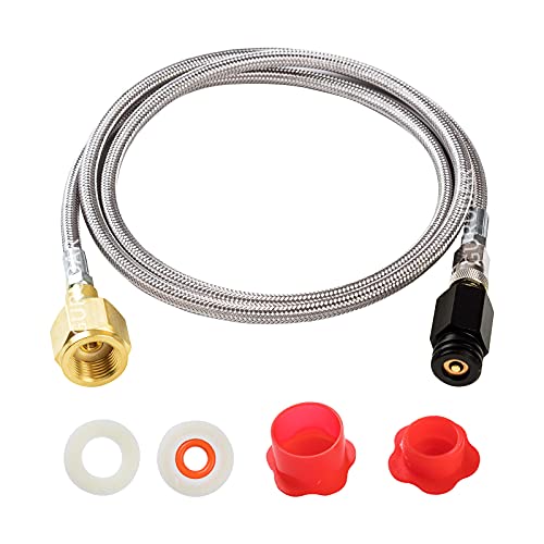 CO2 Tank Adapter with 60in Stainless Steel Hose for Soda Makers CGA320