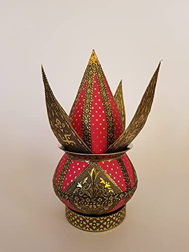 Aluminum Meenakari Puja Mangal Kalash with Narial Patta Set