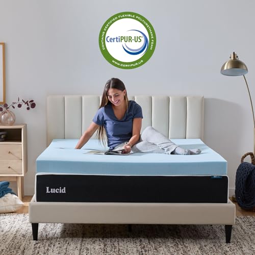 LUCID 4-Inch Gel Memory Foam Mattress Topper, Twin XL Ultra Plush