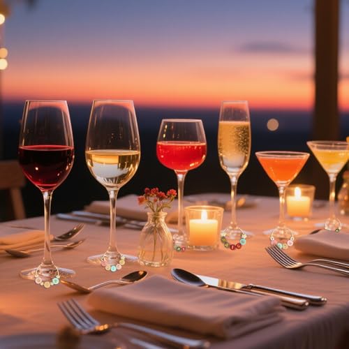 60 Colorful DIY Wine Glass Charms Set with Letter & Bead Accessories - MOMOTONX