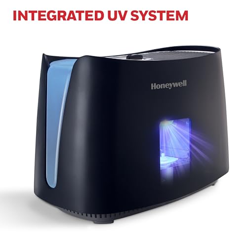 Cool Moisture Humidifier for Bedroom - 1.1 Gallon Quiet Room Humidifier with UV Technology and Easy-Fill Tank, Black