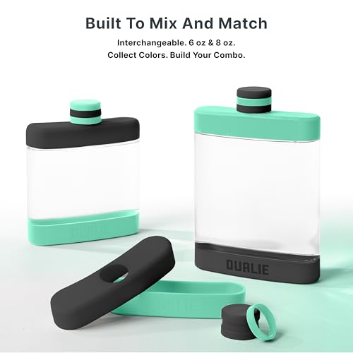 DUALIE Black 6 oz Shatterproof Plastic Hip Flask - Leakproof, Modern Design