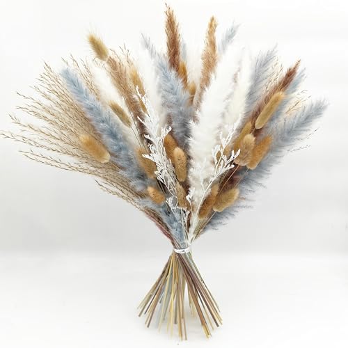 17-Inch Natural Dried Flower Bouquet, Boho Pampas Grass Arrangement