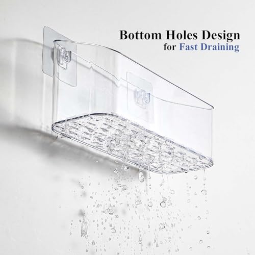 Clear Bath Toy Storage Organizer - No-Drill Adhesive Shower Caddy, 2 Pack