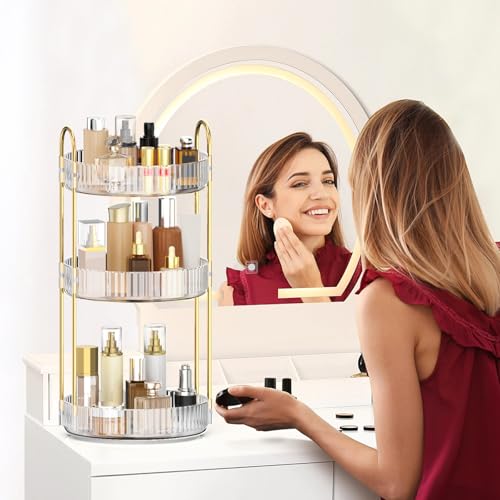 MOKANI 360° Rotating Makeup Organizer B-Clear 3-Tier Vanity Storage
