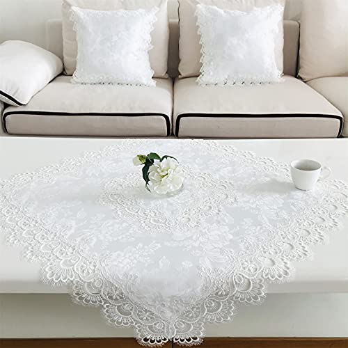 BrekSdat 33x33 inch Lace Tablecloth - Off White, Square, 100% Polyester