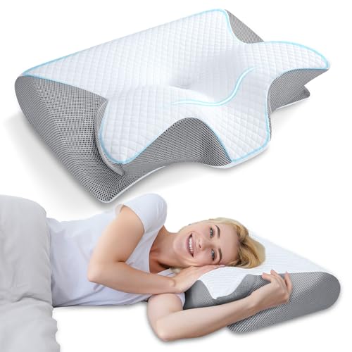 Memory Foam Cervical Pillow - 2 in 1 Ergonomic Neck Support for Pain Relief