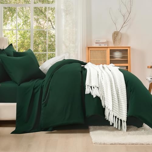 Queen Comforter Set with Sheets - 7 Piece All Season Bedding Set (Emerald)