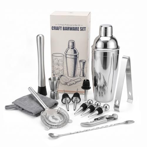 Primero Basics 13-Piece Cocktail Shaker Set for Home & Bar Use