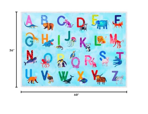 Alphabet Classroom Rug, 3x5 Non-Slip Washable Carpet for Kids Playroom