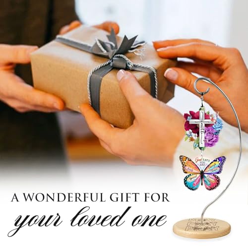 Christian Desk Decor with Butterfly and Cross Ornament for Women