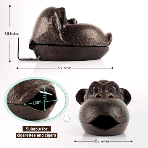 Cast Iron Monkey Cigar Ashtray - Unique Smoking Accessory for Men