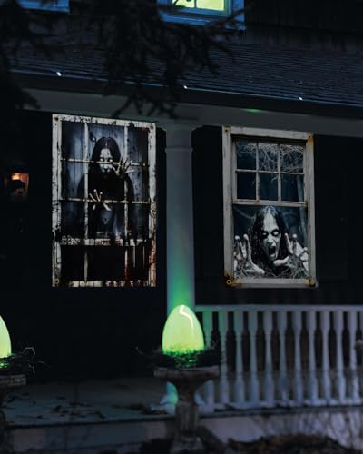 Scary Ghost Window Decorations - 2 Pcs Halloween Cover Set