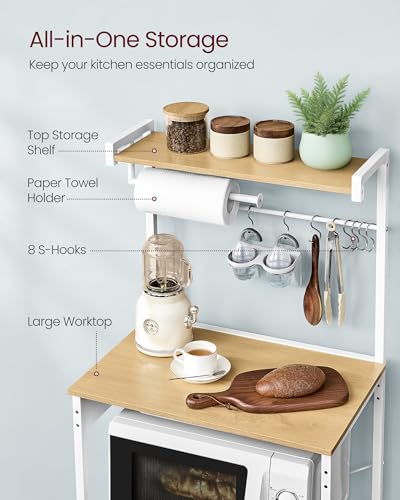 4-Tier Kitchen Baker's Rack with Power Outlet, 23.6" Coffee Bar Stand