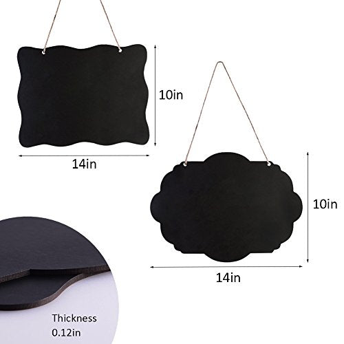 8x10 Inch Double Sided Chalkboard Signs with Hanging Strings, 4 Pack