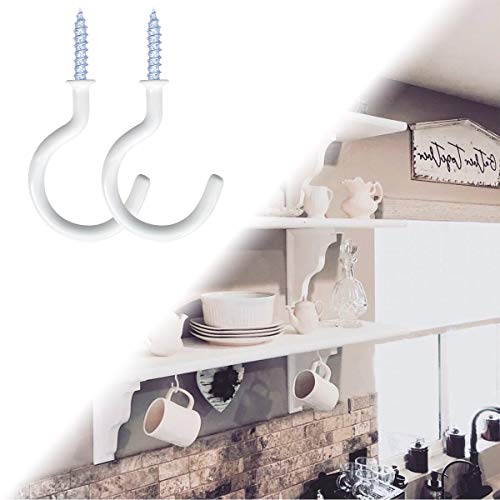 12 Pack Vinyl Coated Screw-In Ceiling Hooks for Indoor & Outdoor Use