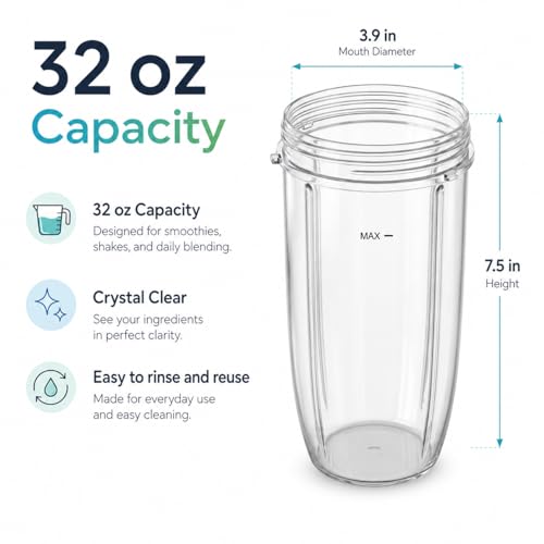 32oz Blender Replacement Cups for High-Speed Mixers, 2-Pack