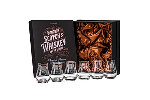 Whiskey Tasting Glasses Set of 6 – Stemless Tulip Snifters for Scotch Bourbon