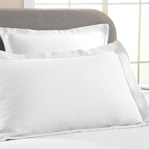 SUPERIOR Solitaire Cotton Bedspread Quilt Set, All Season - Twin, White