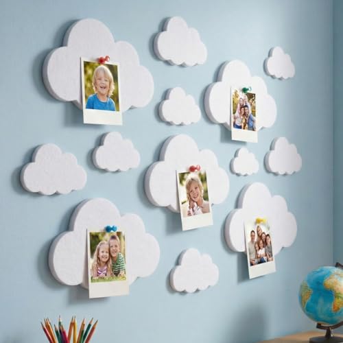 12 Pcs Felt Cloud Wall Decor, Self-Adhesive Pin Board for Nursery & Bedroom